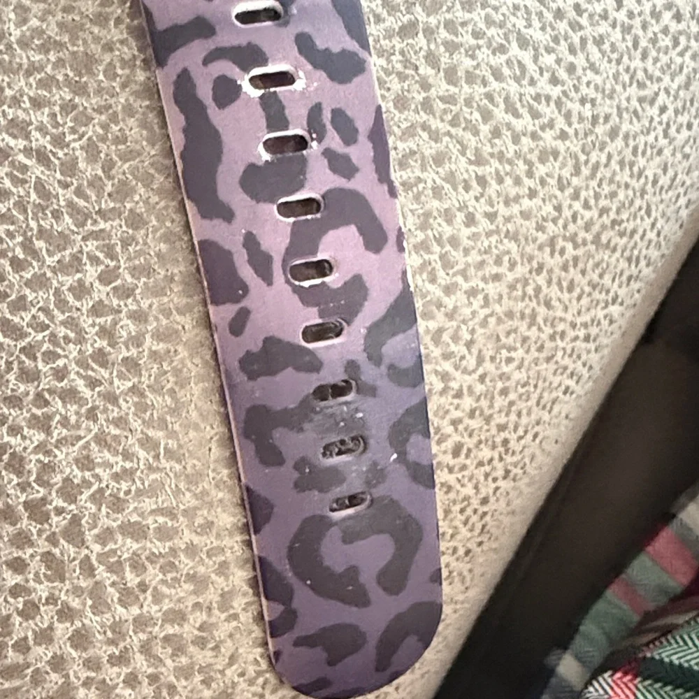 fitbit Versa-style Smartwatch with Purple Leopard Print Band